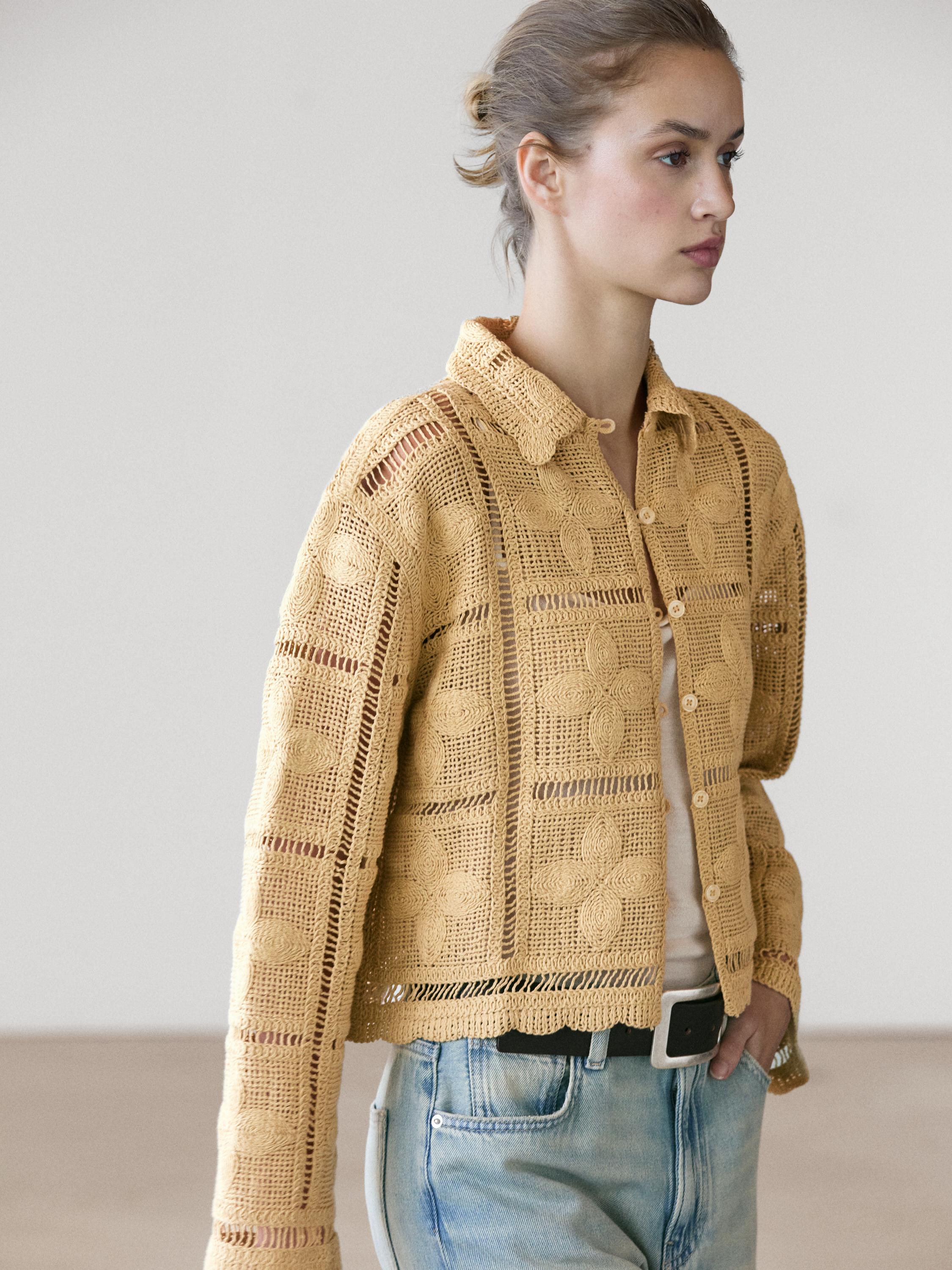 Veste en maille ajourée au crochet